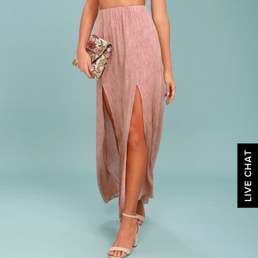 Faded red maxi skirt with long slits